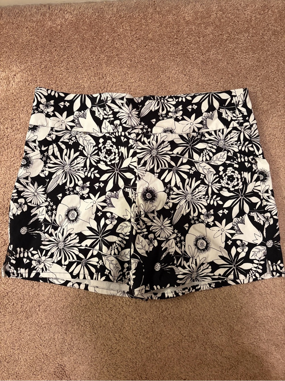 INC International Concepts Black and White Floral High-Waist Shorts